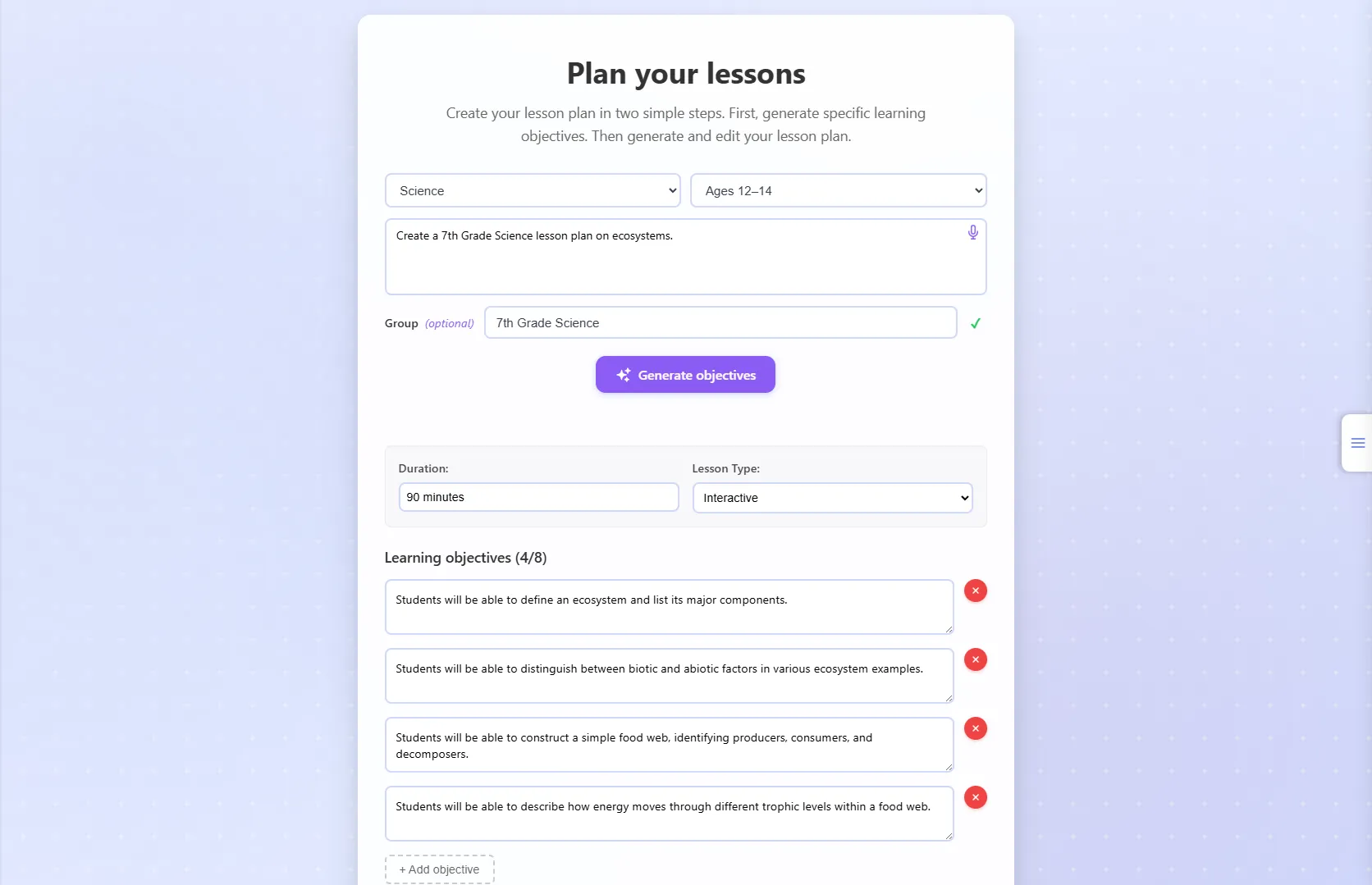 Lesson planner