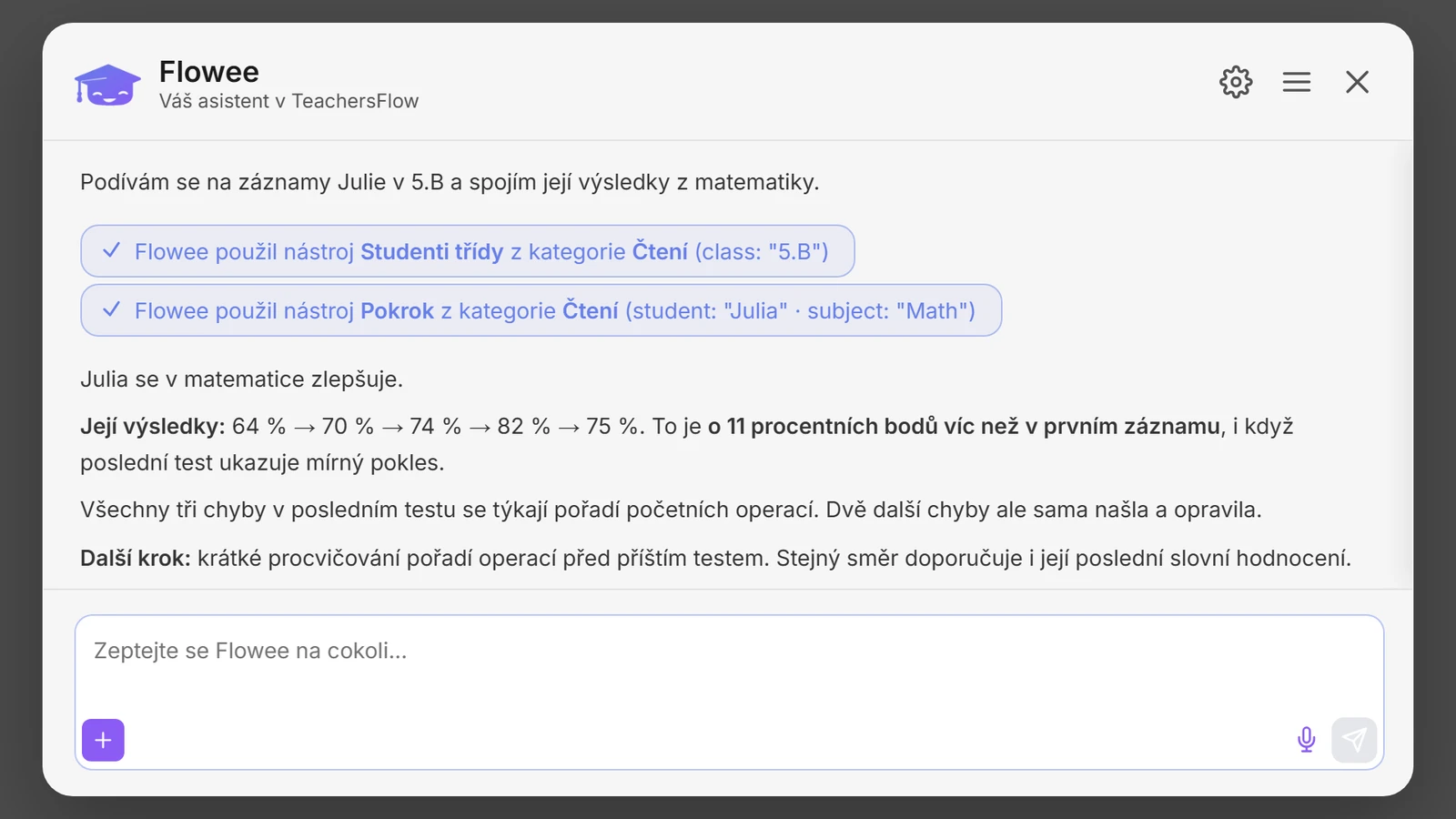 Rozhraní AI asistenta Flowee